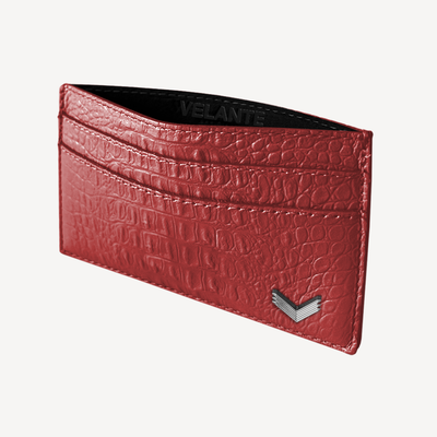 Card Holder, Calf Leather, Alligator Texture