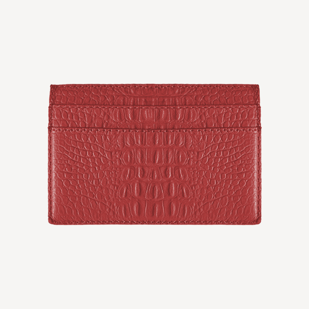 Card Holder, Calf Leather, Alligator Texture
