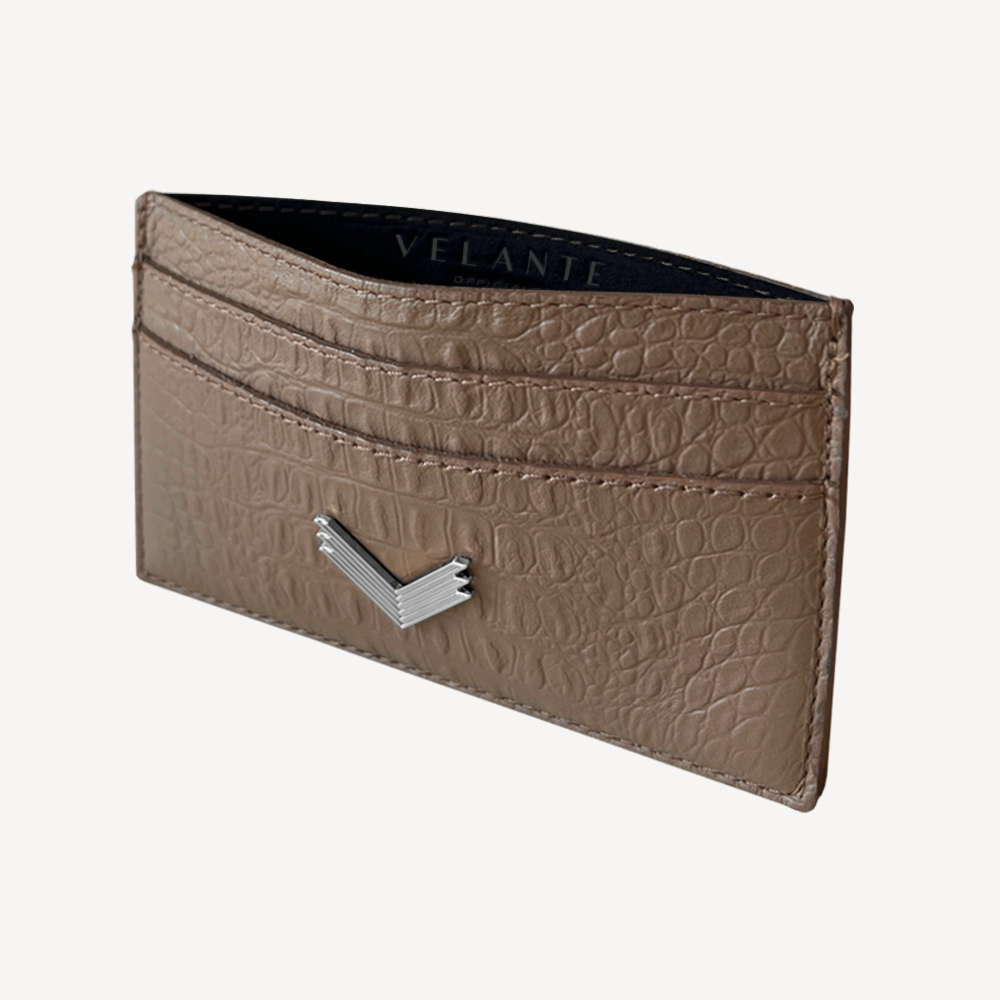 Card Holder, Calf Leather, Alligator Texture