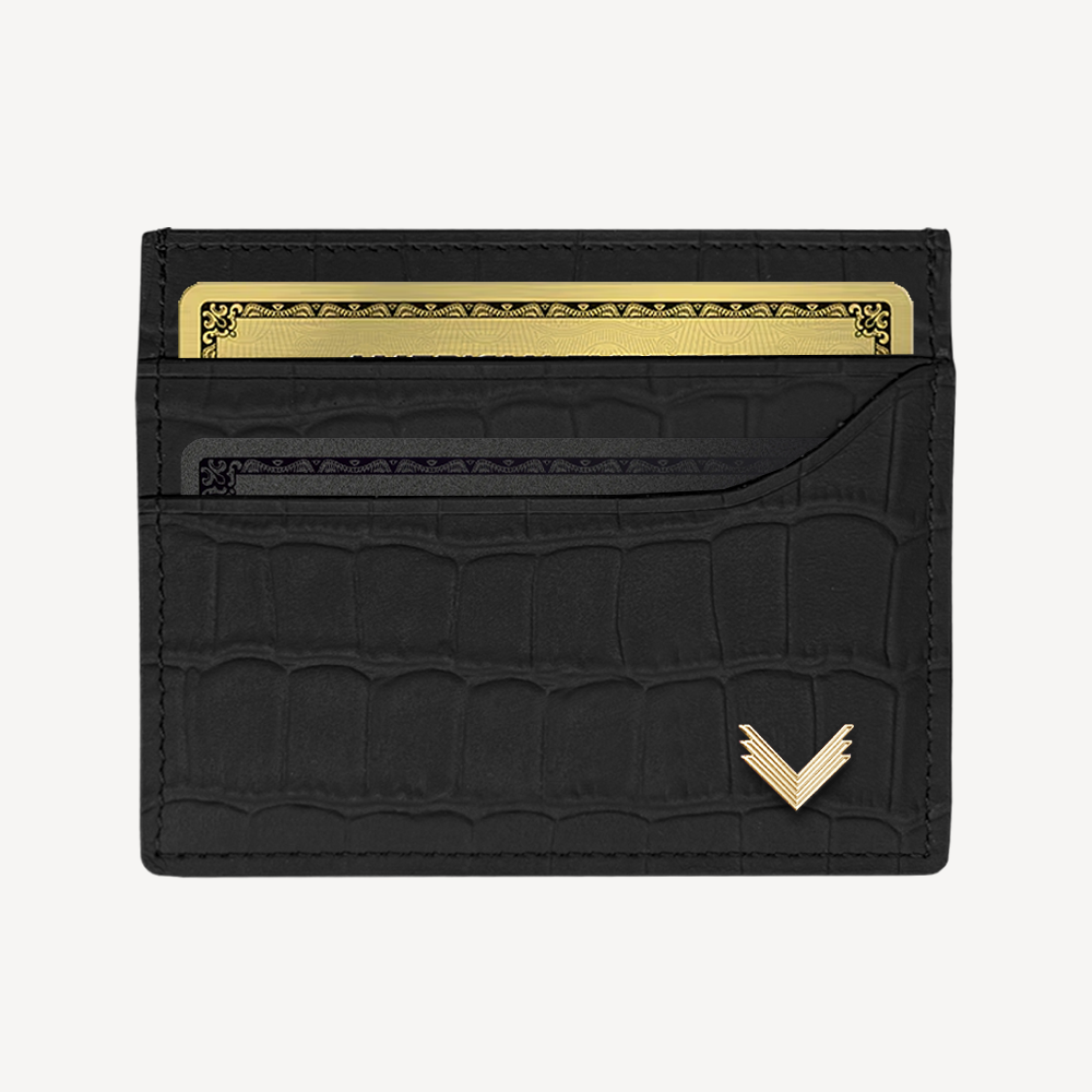 Card Holder, Calf Leather, Crocodile Texture