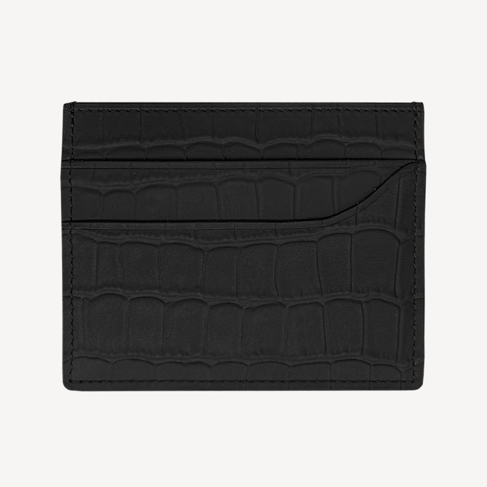 Card Holder, Calf Leather, Crocodile Texture