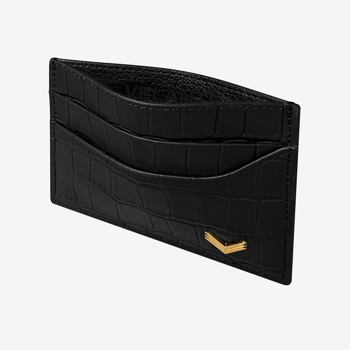 Card Holder, Calf Leather, Crocodile Texture