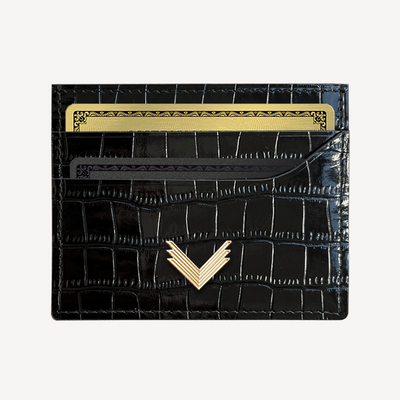 Card Holder, Calf Leather, Crocodile Texture