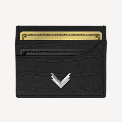 Card Holder, Calf Leather, Crocodile Texture