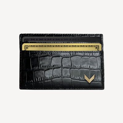 Card Holder, Calf Leather, Crocodile Texture