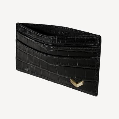 Card Holder, Calf Leather, Crocodile Texture