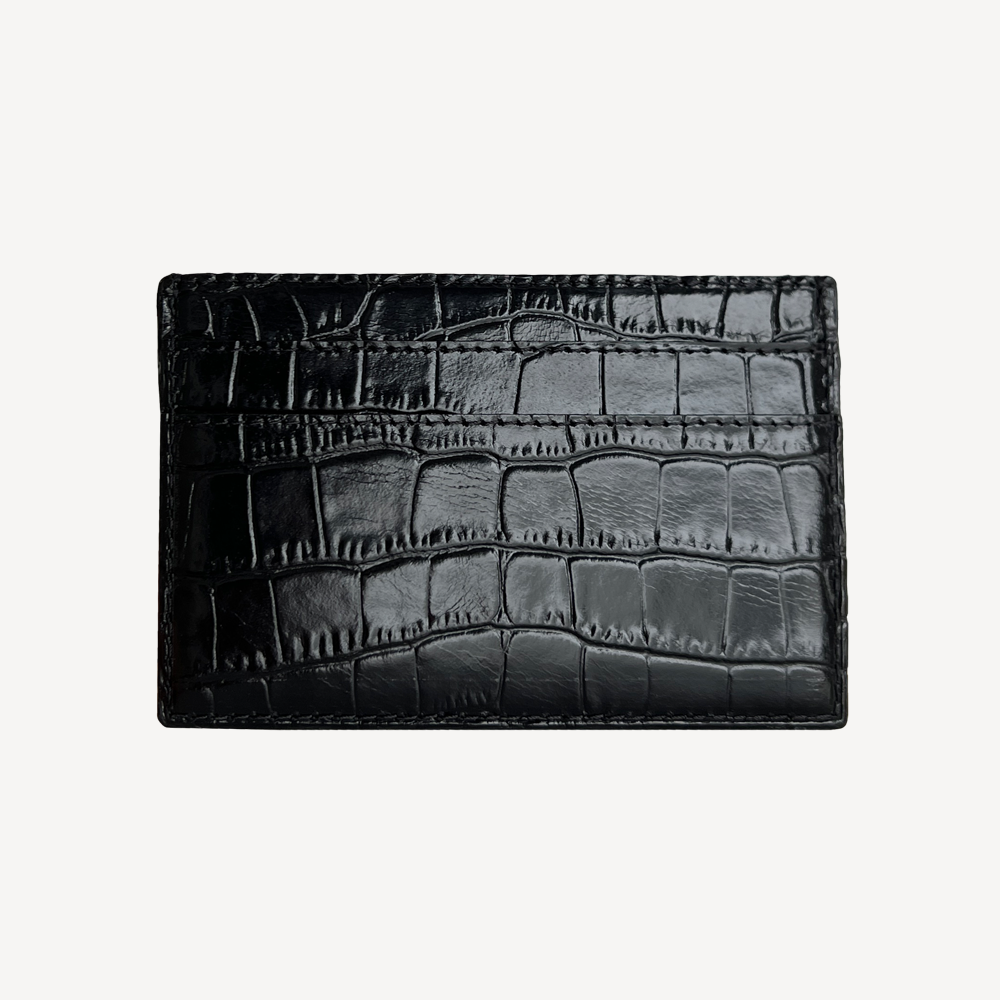 Card Holder, Calf Leather, Crocodile Texture