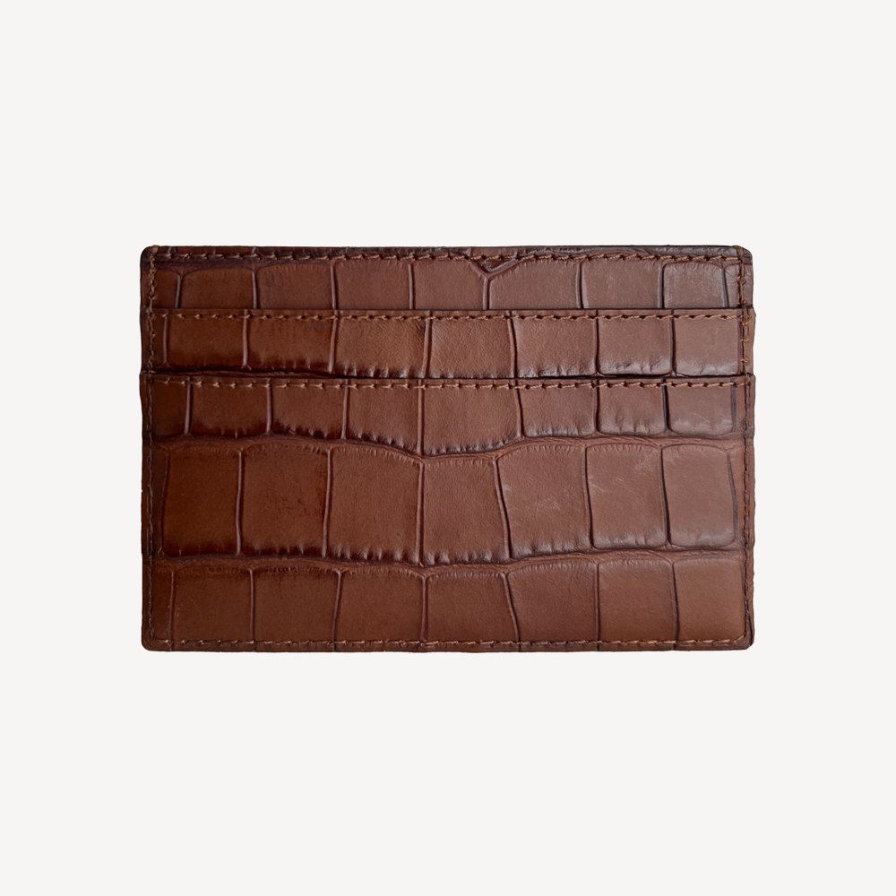 Card Holder, Calf Leather, Crocodile Texture