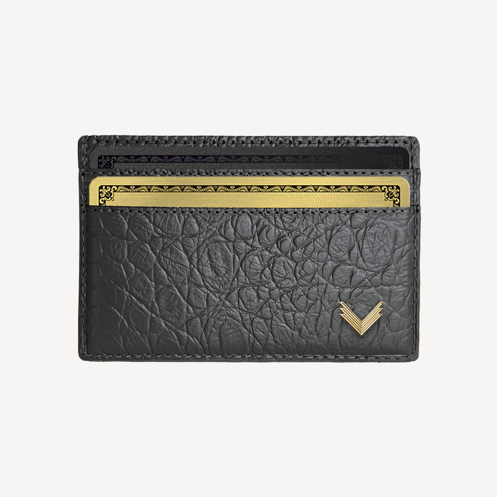 Card Holder, Calf Leather, Crocodile Texture