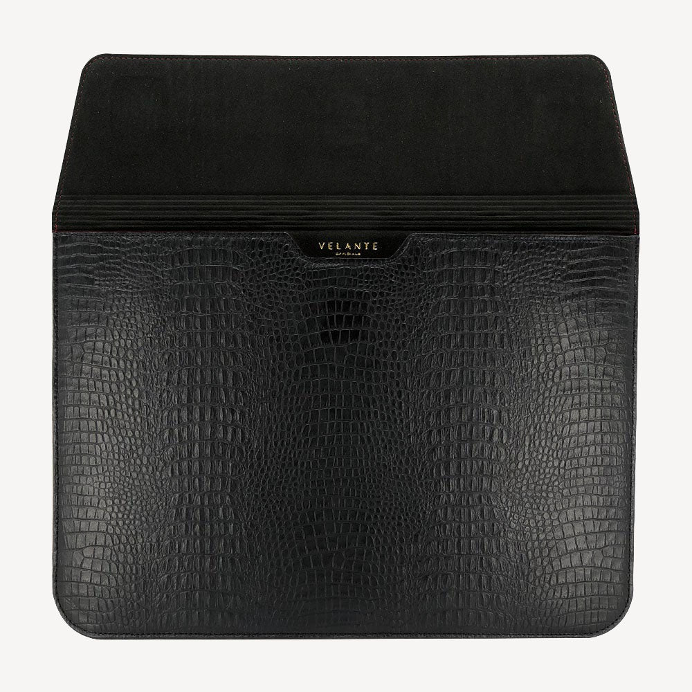 MacBook Laptop Case 13"/14", Calf Leather, Alligator Texture