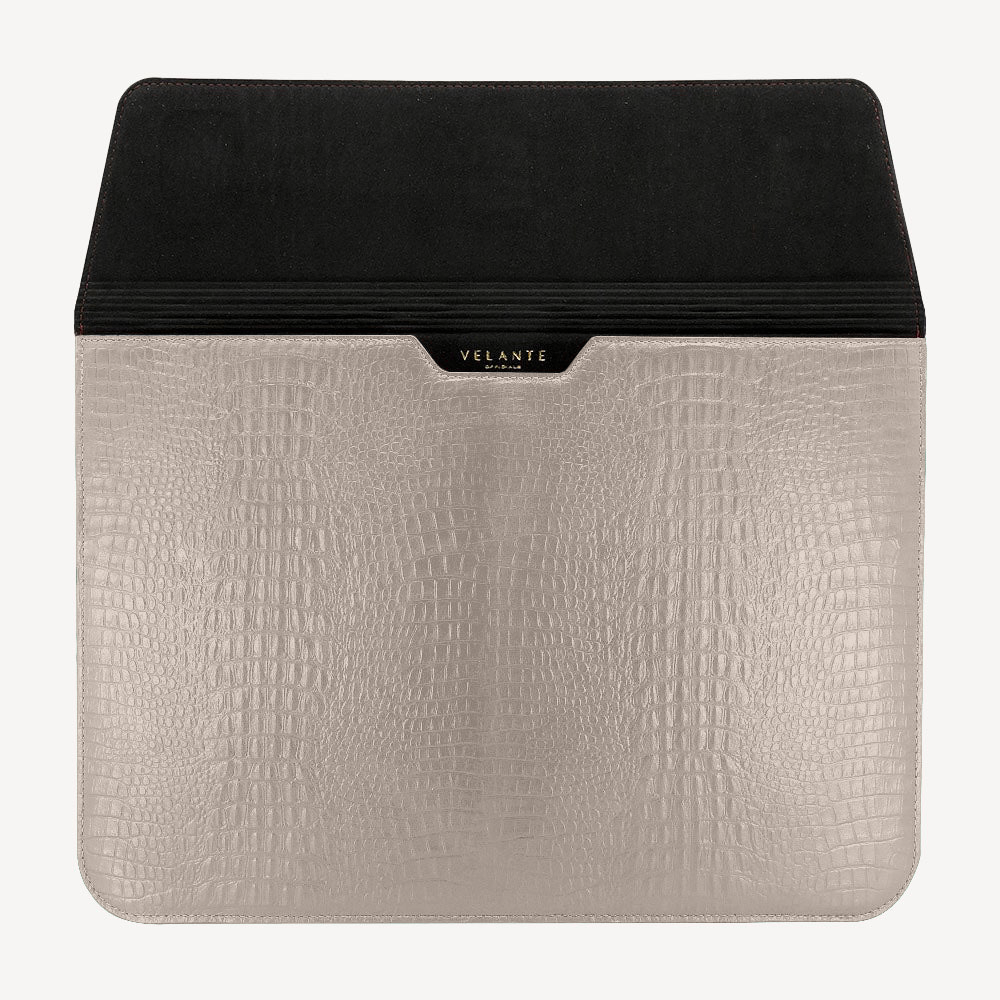 MacBook Laptop Case 13"/14", Calf Leather, Alligator Texture
