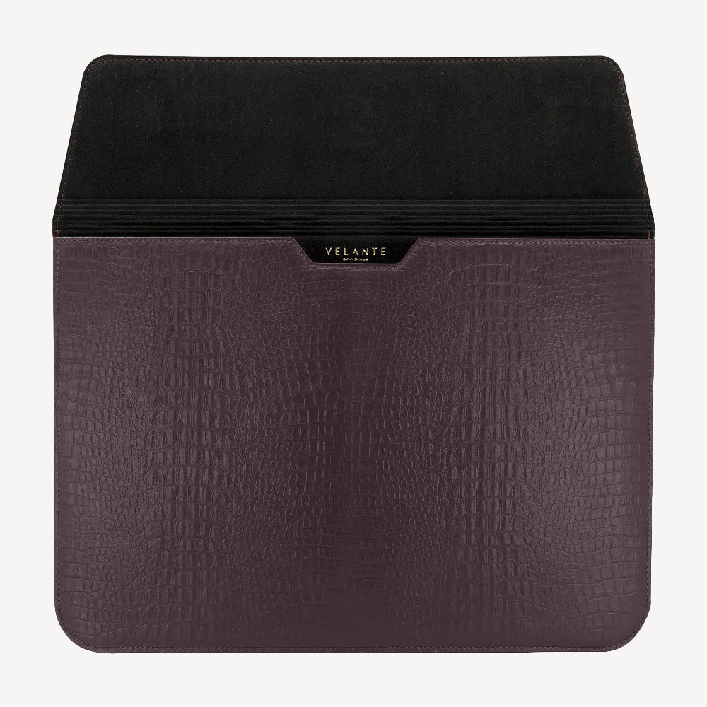 MacBook Laptop Case 13"/14", Calf Leather, Alligator Texture
