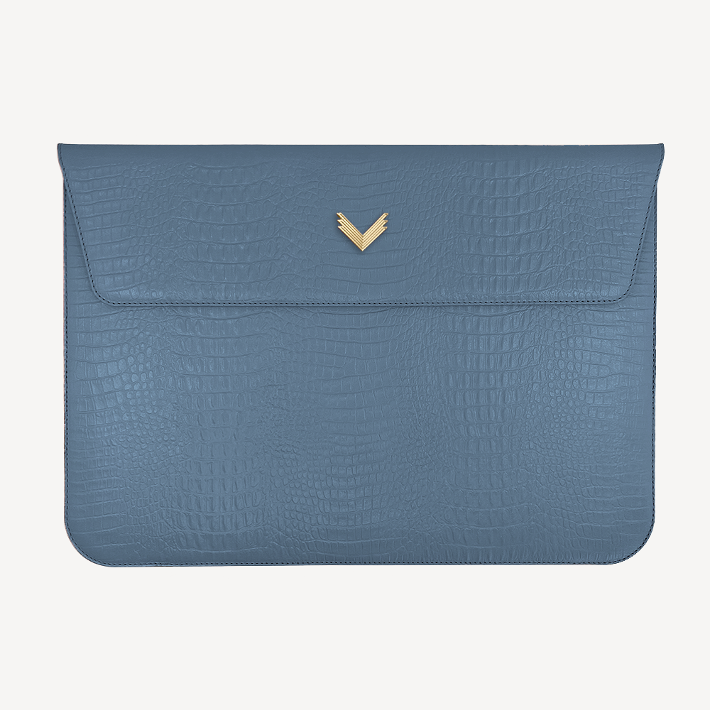 MacBook Laptop Case 13"/14", Calf Leather, Alligator Texture