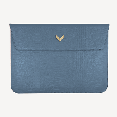 MacBook Laptop Case 13"/14", Calf Leather, Alligator Texture