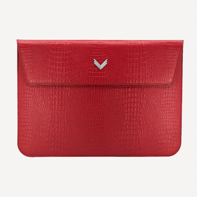 MacBook Laptop Case 13"/14", Calf Leather, Alligator Texture