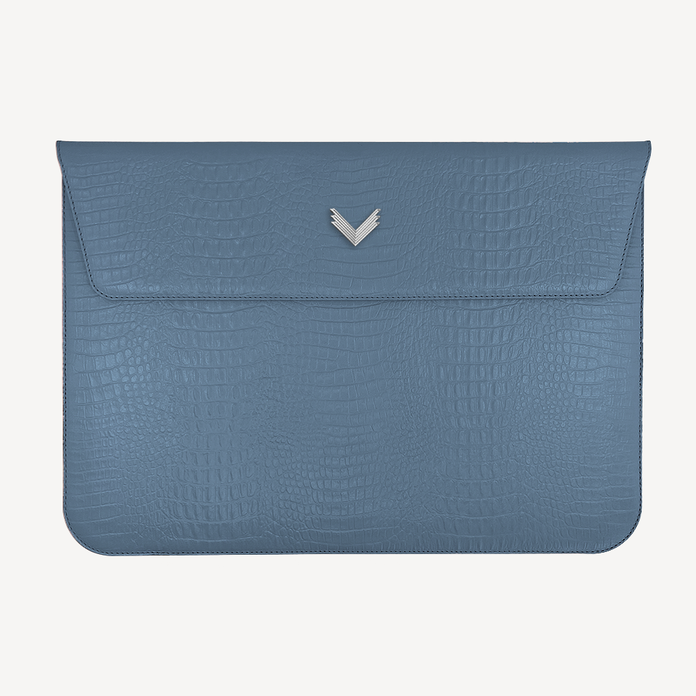 MacBook Laptop Case 13"/14", Calf Leather, Alligator Texture