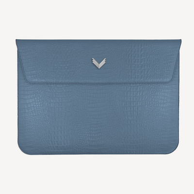 MacBook Laptop Case 13"/14", Calf Leather, Alligator Texture