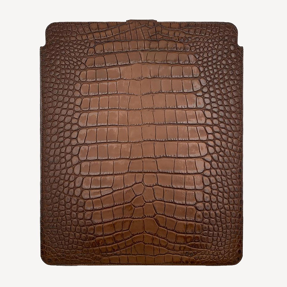 Macbook Laptop Case 13"/14", Calf Leather, Crocodile Texture