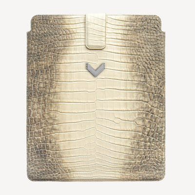 MacBook Laptop Case 13"/14", Calf Leather, Crocodile Texture