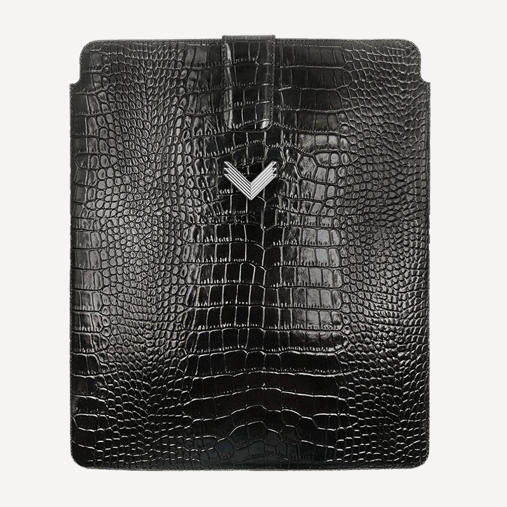 Macbook Laptop Case 13"/14", Calf Leather, Crocodile Texture