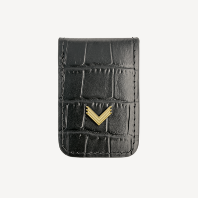 Money Clip, Calf Leather, Crocodile Texture