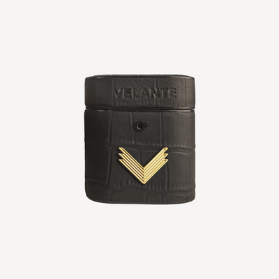 AirPods 1/2 Case, Calf Leather, Crocodile Texture
