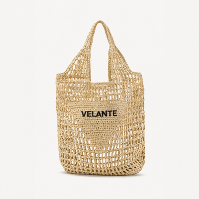 Tote Bag, Paper Yarn, Embroidered Logo