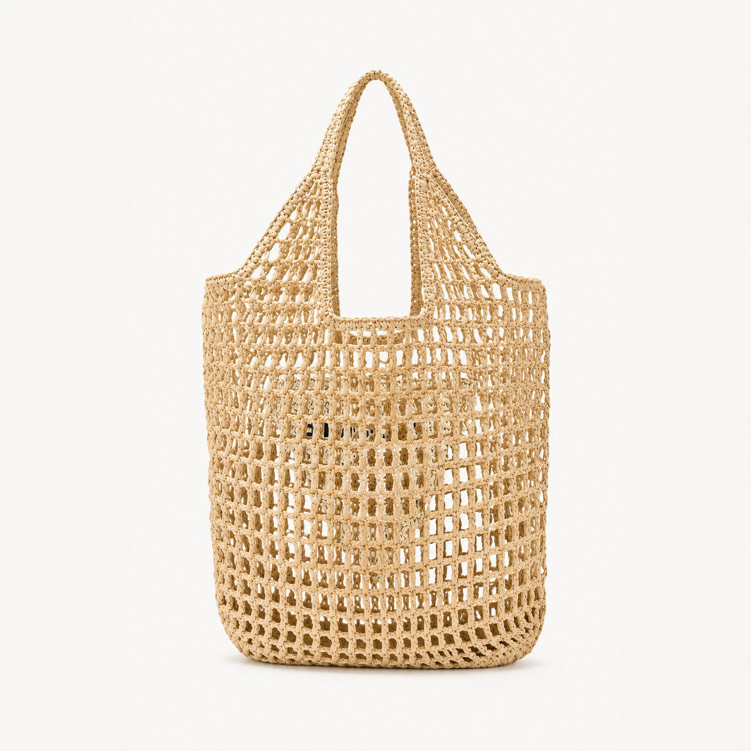 Tote Bag, Paper Yarn, Embroidered Logo