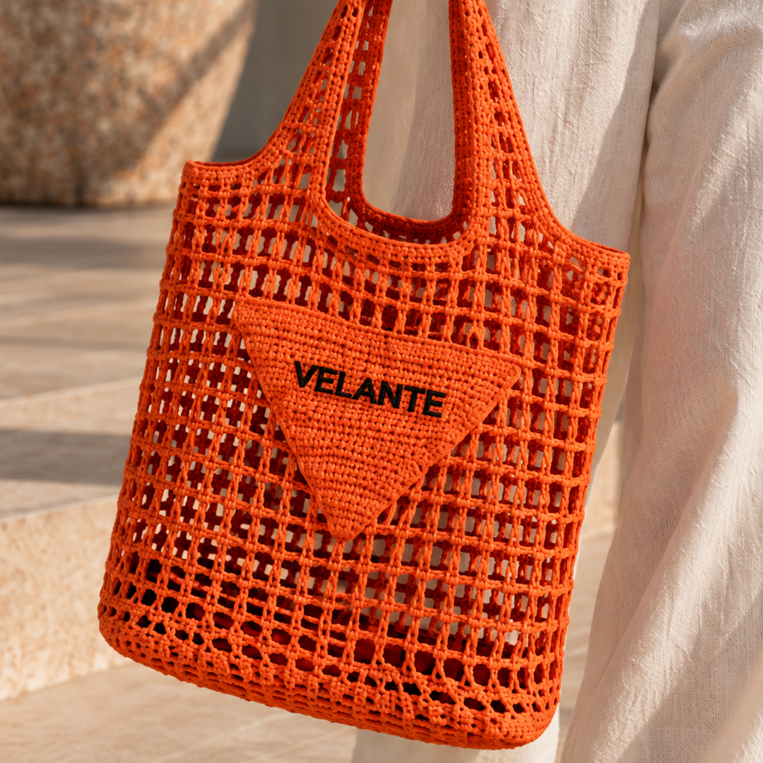 Tote Bag, Paper Yarn, Embroidered Logo