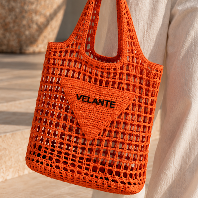 Tote Bag, Paper Yarn, Embroidered Logo