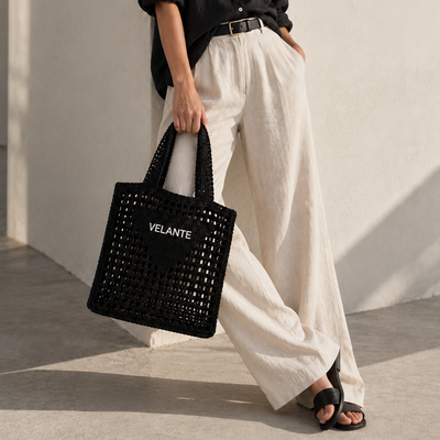 Tote Bag,Structured Paper Yarn, Embroidered Logo