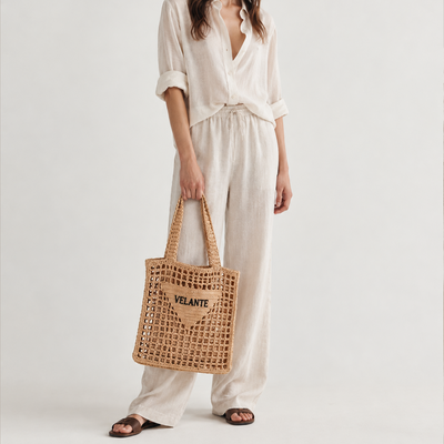 Tote Bag,Structured Paper Yarn, Embroidered Logo