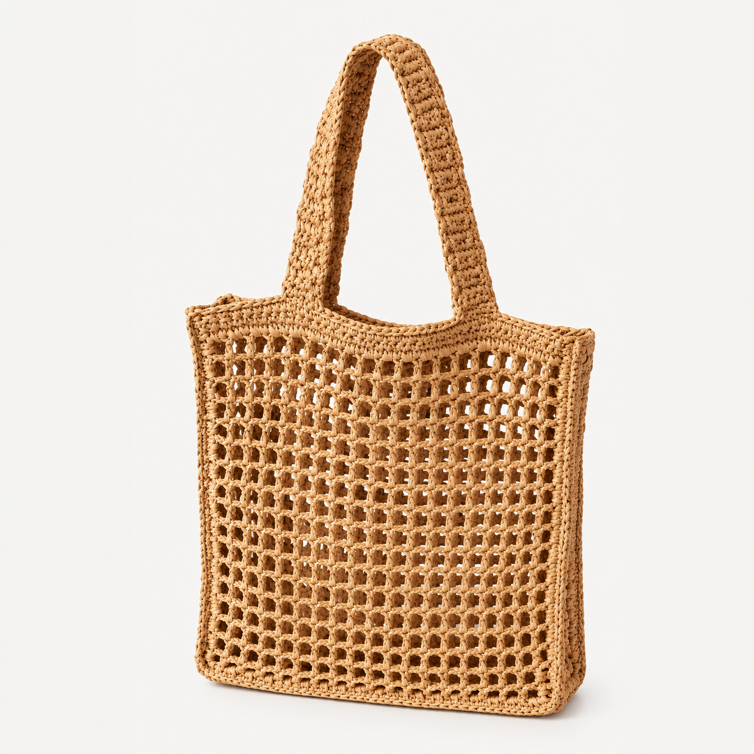 Tote Bag,Structured Paper Yarn, Embroidered Logo