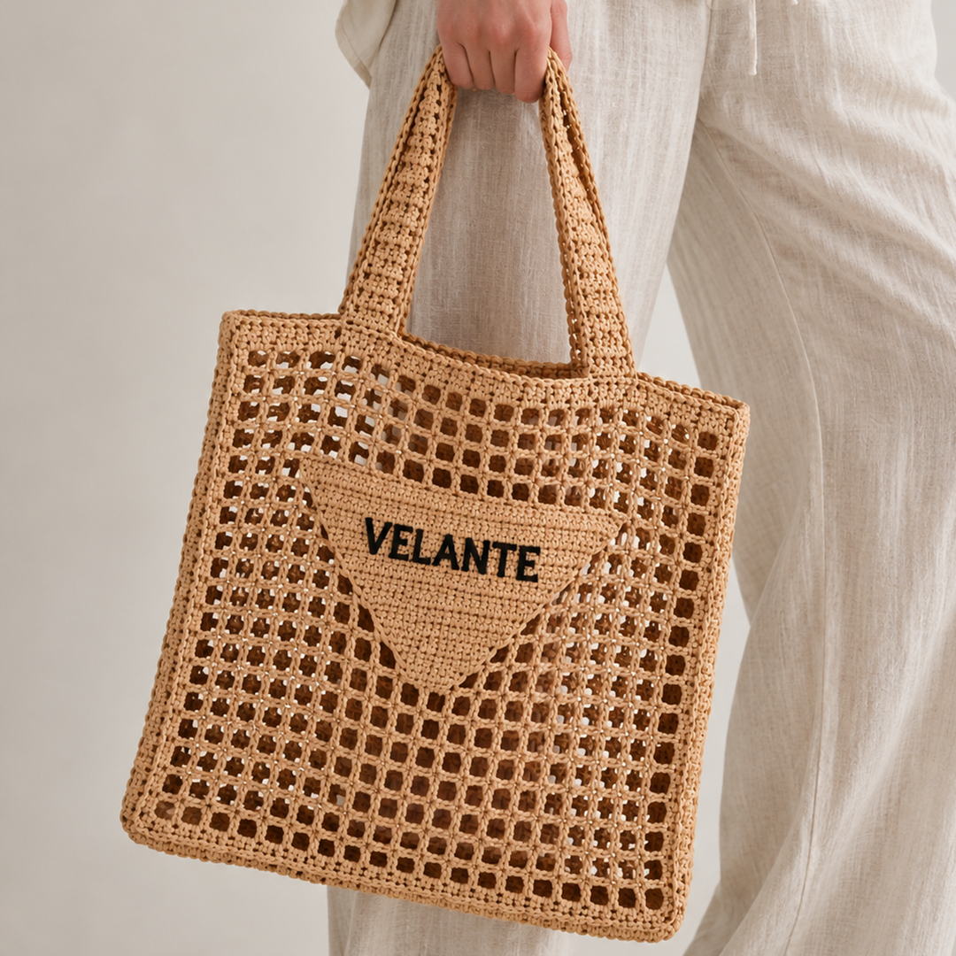 Tote Bag,Structured Paper Yarn, Embroidered Logo