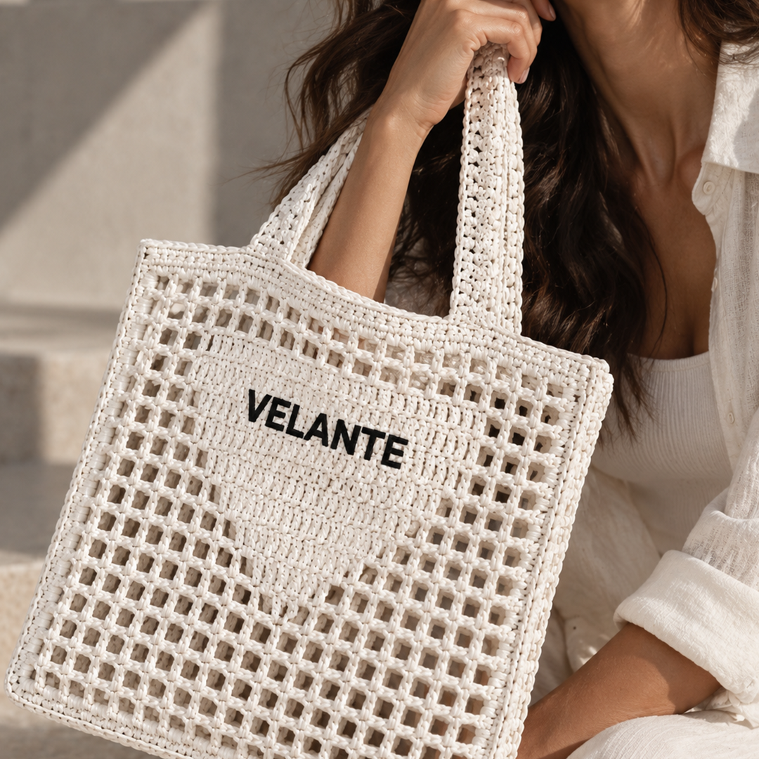 Tote Bag,Structured Paper Yarn, Embroidered Logo