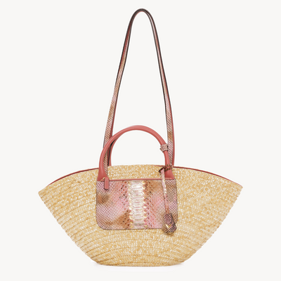 Panier Bag, Natural Straw And Python Leather