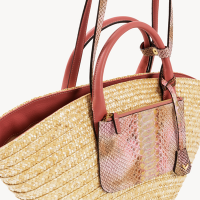 Panier Bag, Natural Straw And Python Leather