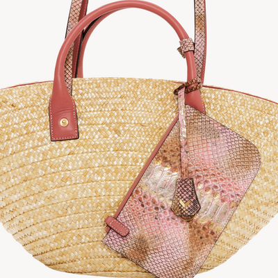 Panier Bag, Natural Straw And Python Leather