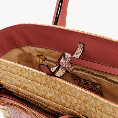 Panier Bag, Natural Straw And Python Leather
