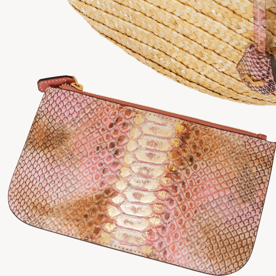 Panier Bag, Natural Straw And Python Leather
