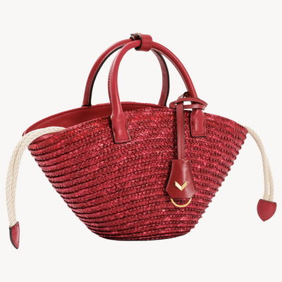 Petit Panier Bag, Natural Straw And Calf Leather