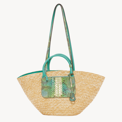 Panier Bag, Natural Straw And Python Leather