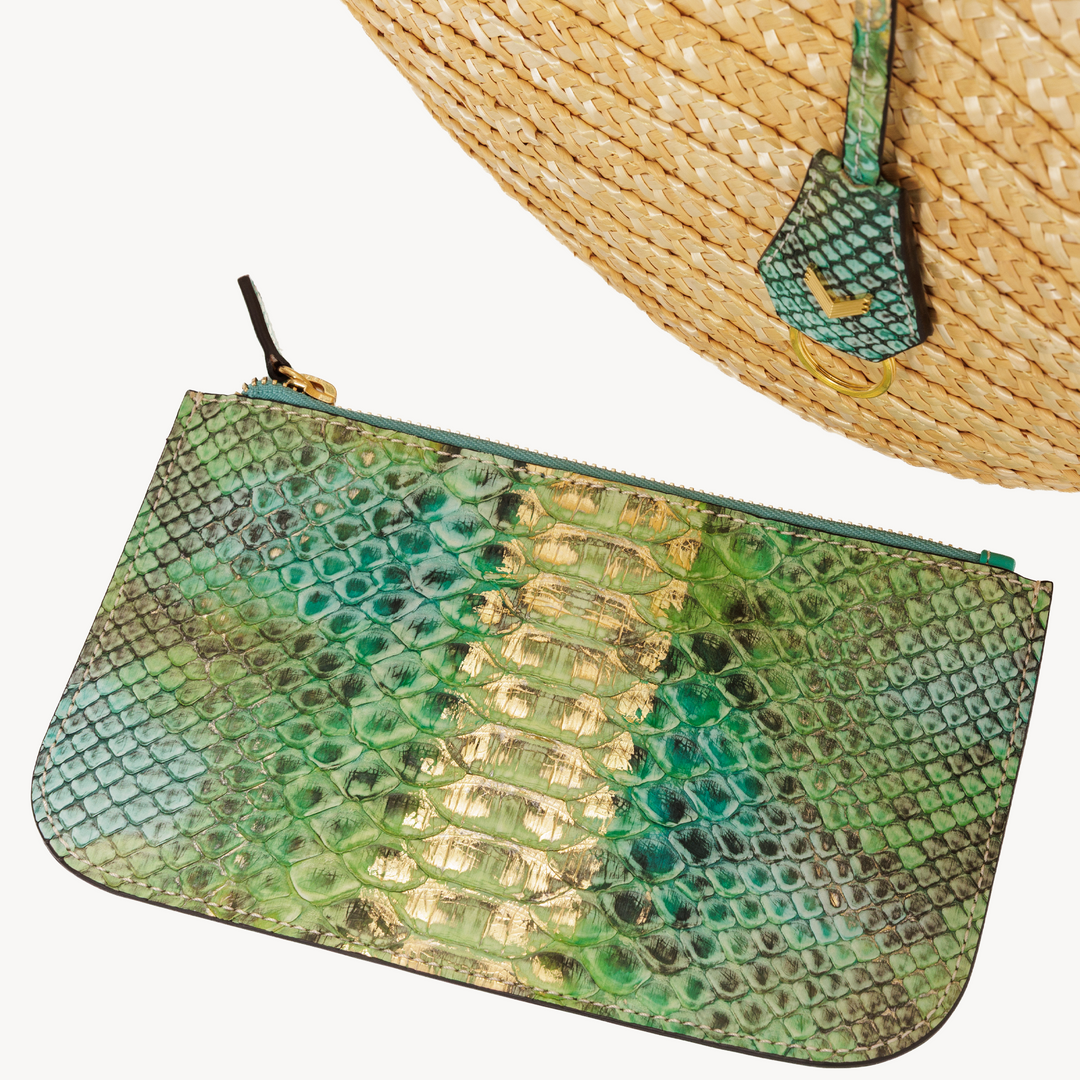 Panier Bag, Natural Straw And Python Leather