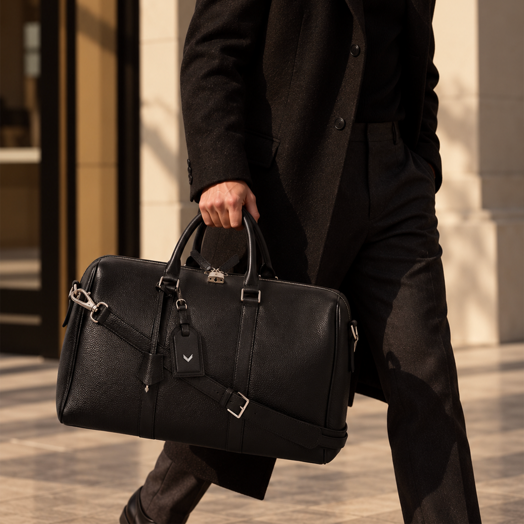 Overnight Bag, Calf Leather, Grained Texture