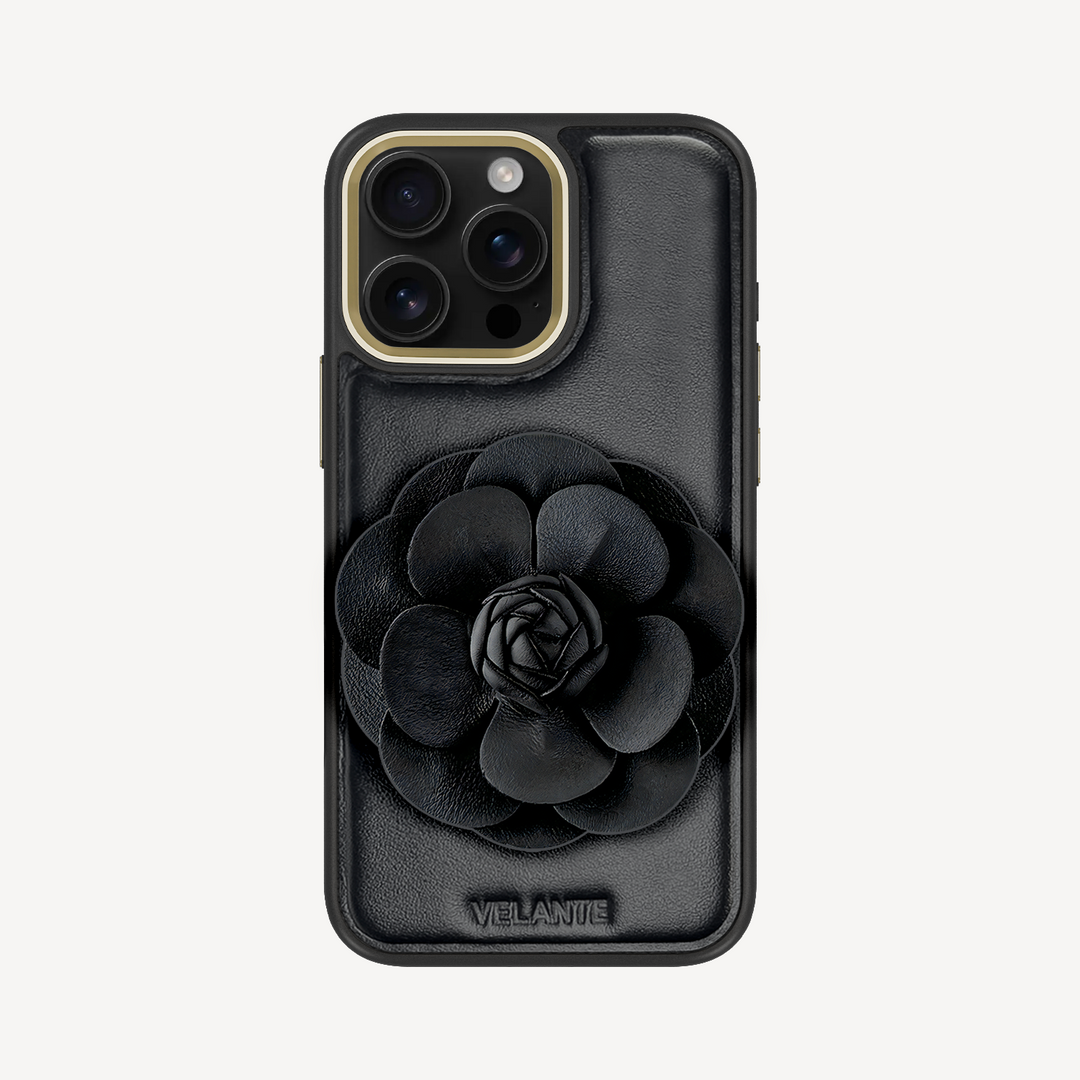 iPhone 16 Pro Phone Case, Calf Leather, Camellia