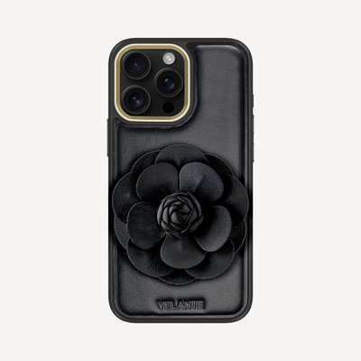 iPhone 16 Pro Phone Case, Calf Leather, Camellia