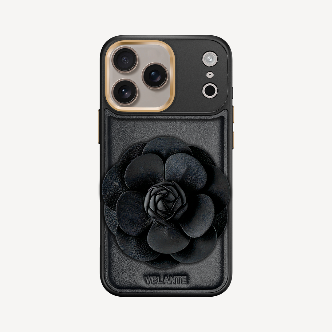 iPhone 17 Pro Max Phone Case, Calf Leather, Camellia