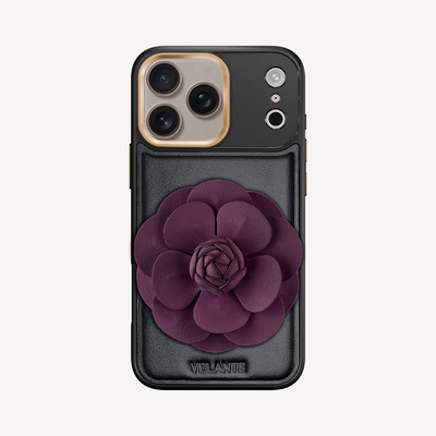 iPhone 17 Pro Max Phone Case, Calf Leather, Camellia