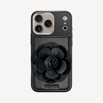 iPhone 17 Pro Max Phone Case, Calf Leather, Camellia