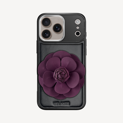 iPhone 17 Pro Max Phone Case, Calf Leather, Camellia